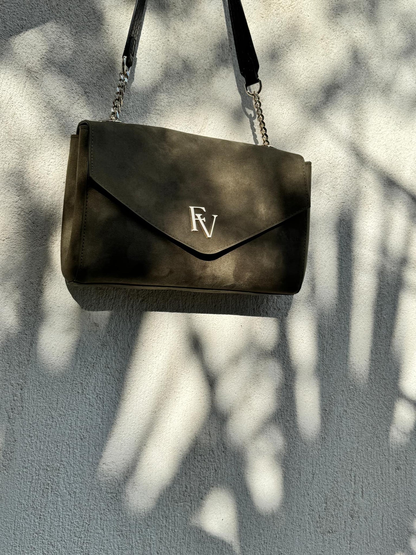 Sac à bandoulière, Collection Livianna, Olive et Croco noir