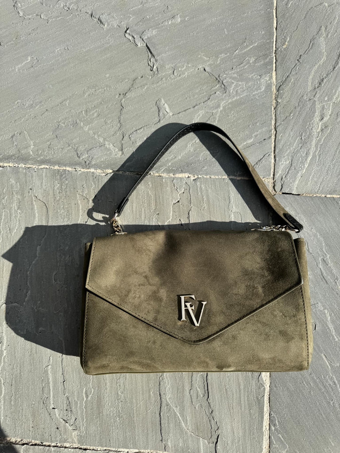Sac à bandoulière, Collection Livianna, Olive et Croco noir