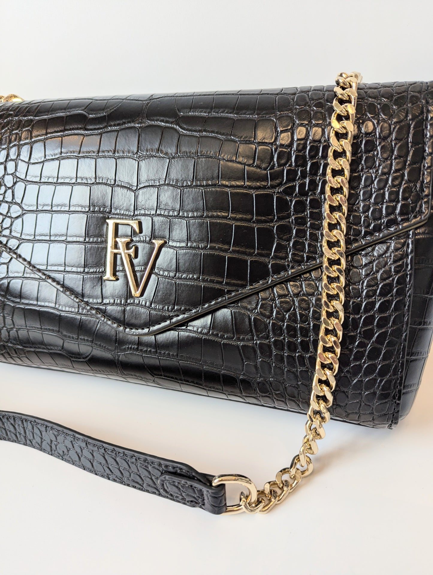 Sac à bandoulière, Collection Livianna, Olive et Croco noir