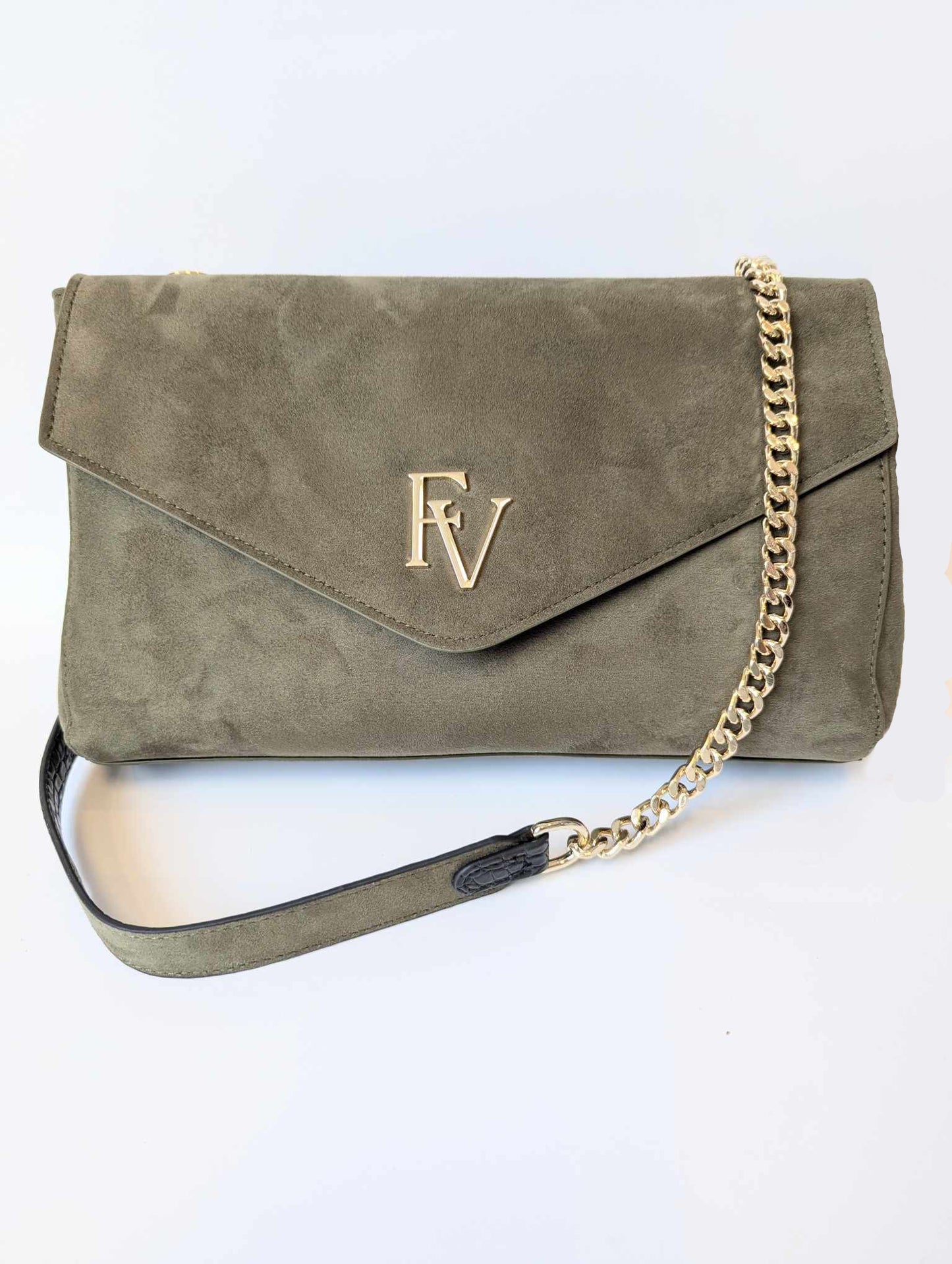 Sac à bandoulière, Collection Livianna, Olive et Croco noir