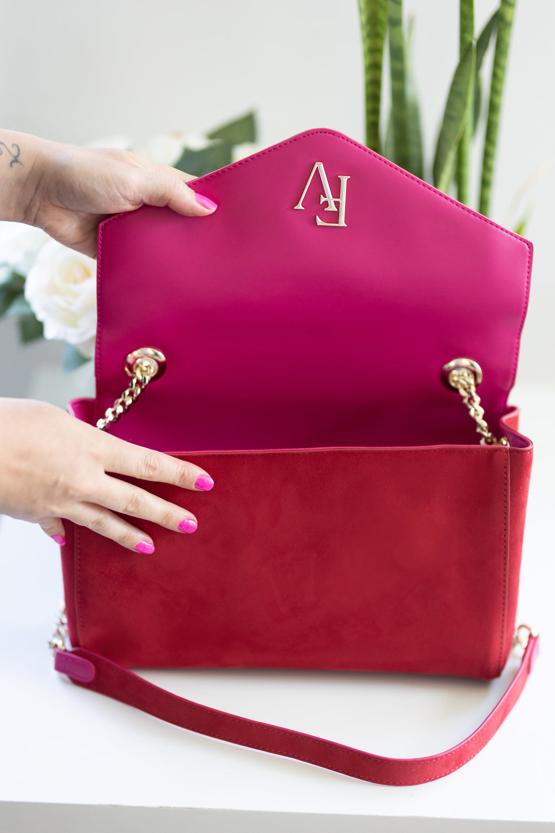 Sac à bandoulière, Collection Livianna,  Rouge et Rose