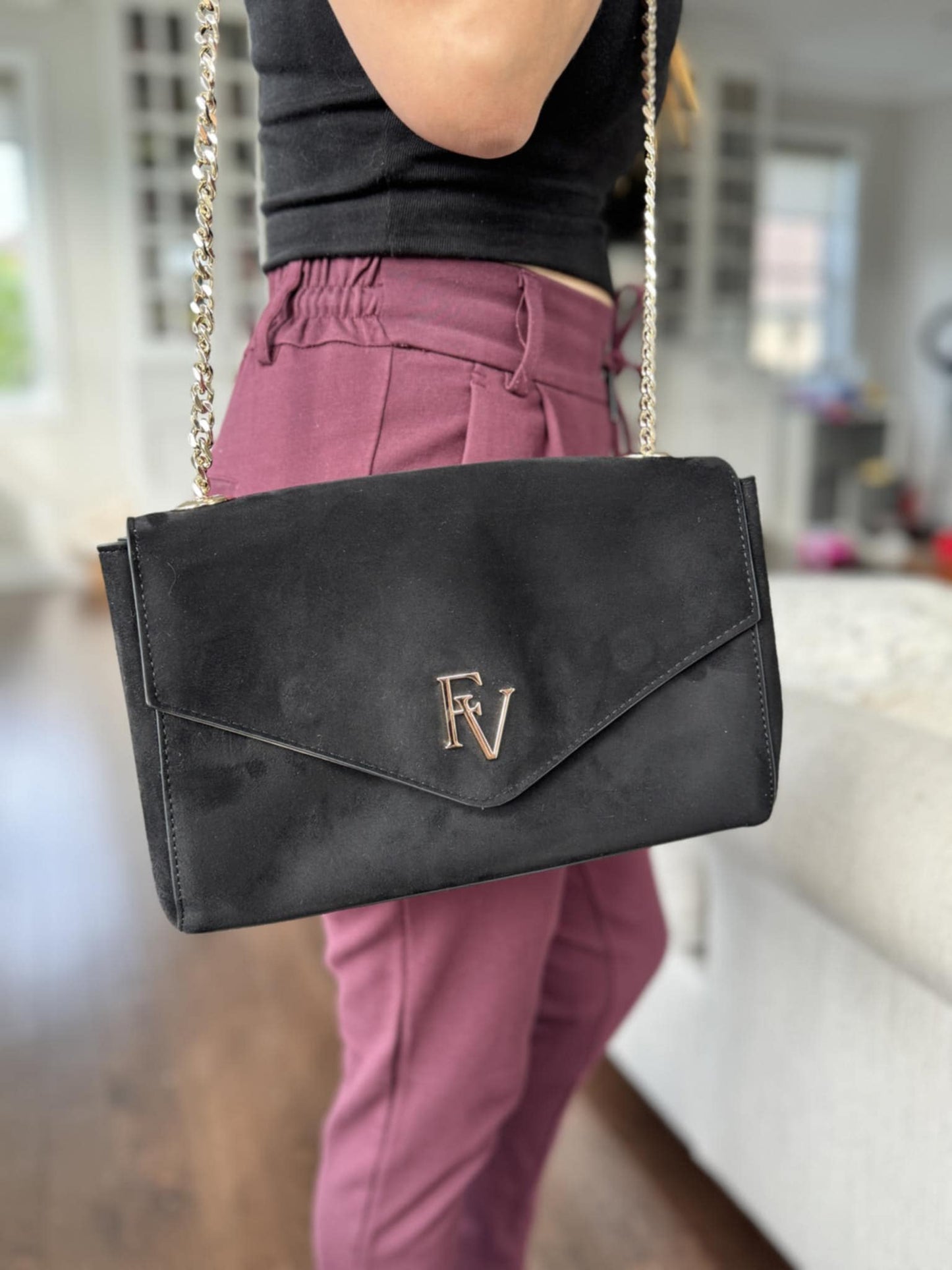 Sac à bandoulière, Collection Livianna,  Noir et Taupe