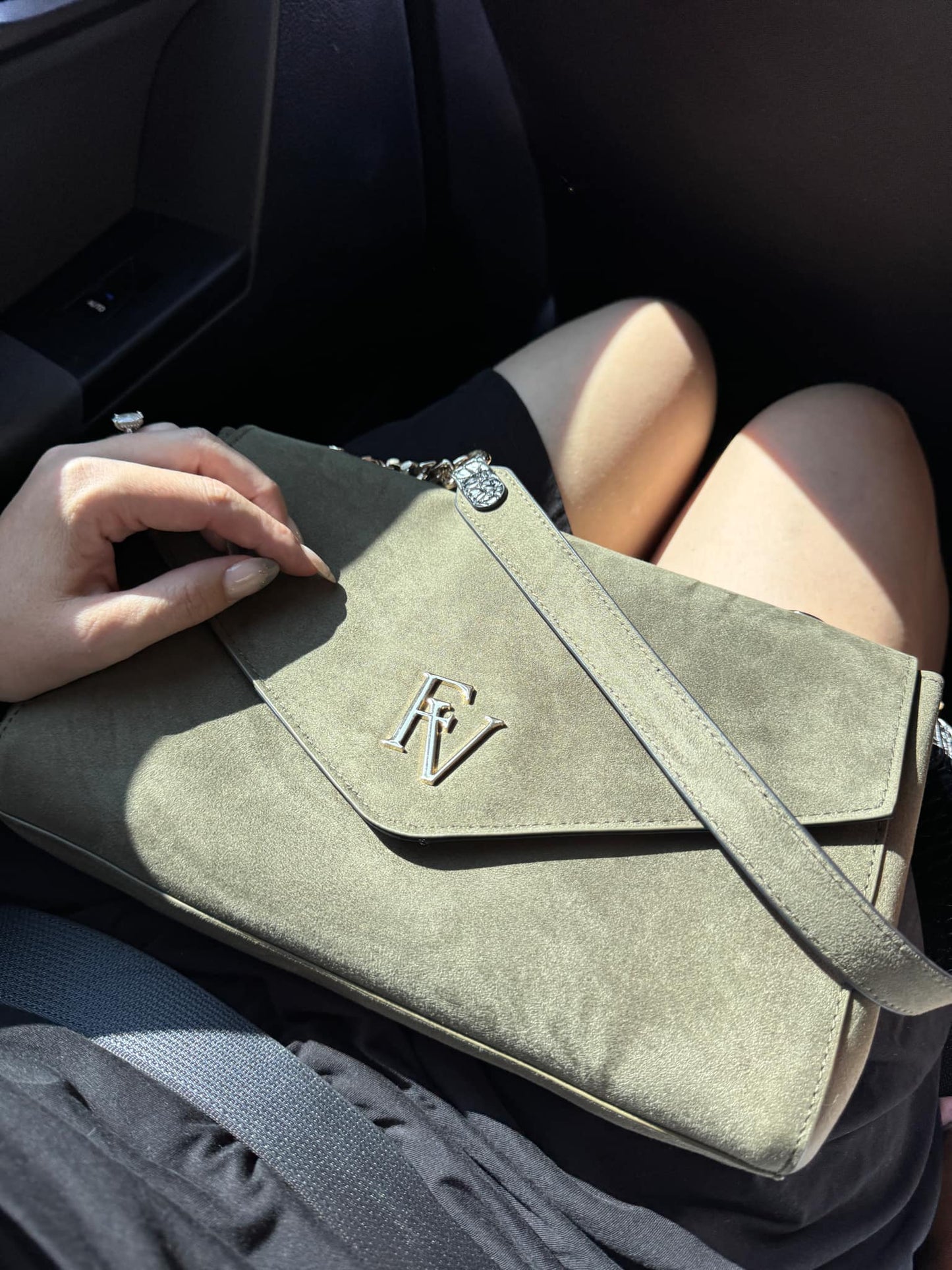 Sac à bandoulière, Collection Livianna,  Olive et Croco noir