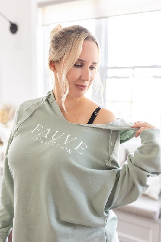 Chandail hoodie col évasé Sauge